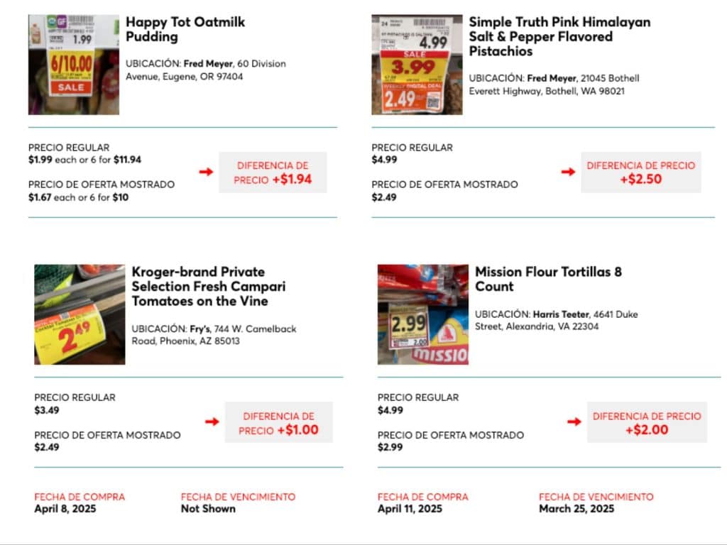 captura de etiquetados que muestran ofertas de productos