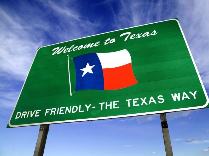 Imagen de bienvenida al estado de Texas