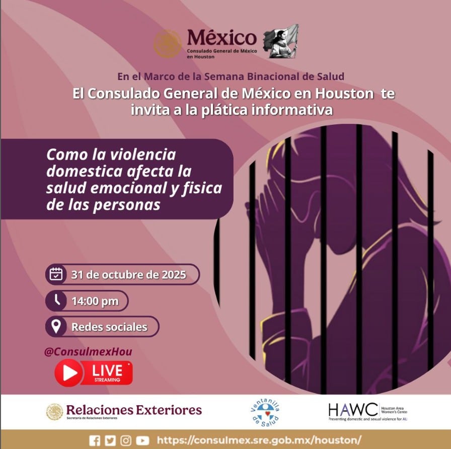 Afiche sobre una charla informativa acerca de violencia doméstica.