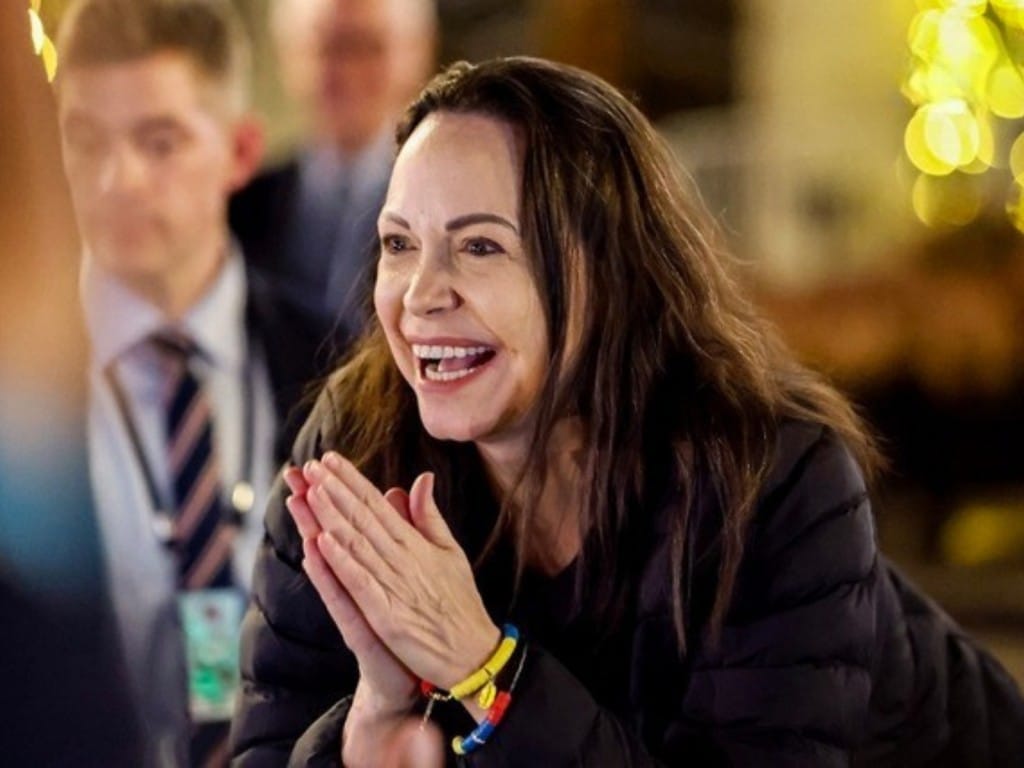 Imagen de María Corina Machado en Oslo, Noruega