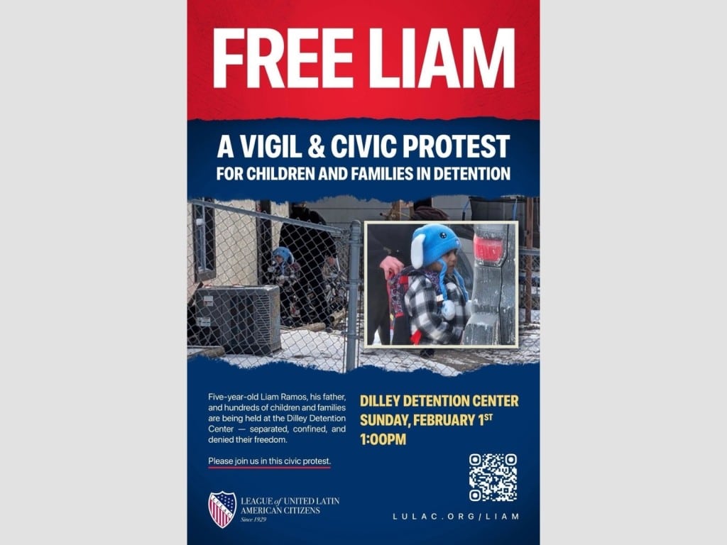 Afiche para una protesta en un centro detención para migrantes en Texas