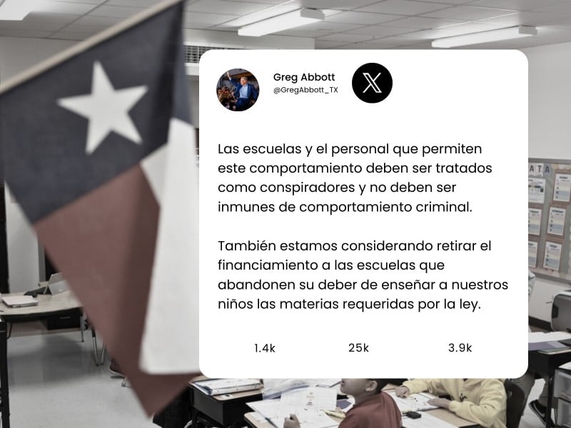 Reproducción de un tweet del gobernador Greg Abbott