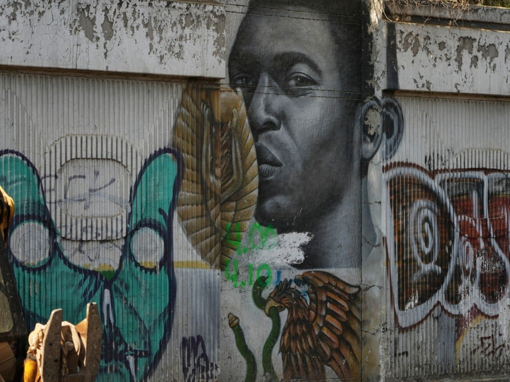 Un mural de la legenda brasileña del fútbol, Pelé
