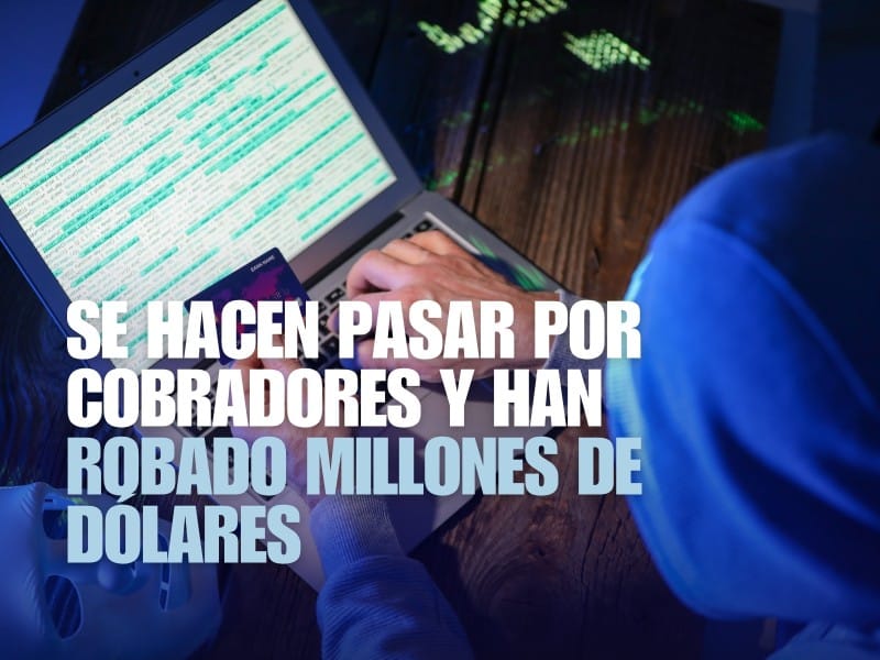 Imagen de un estafador delante de una laptop