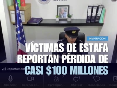 Imagen de un falso agente de inmigración en una llamada a distancia.