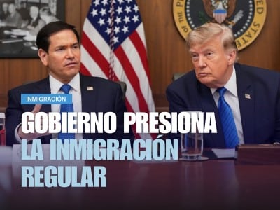 El secretario de Estado, Marco Rubio, habla mientras el presidente Donald Trump escucha