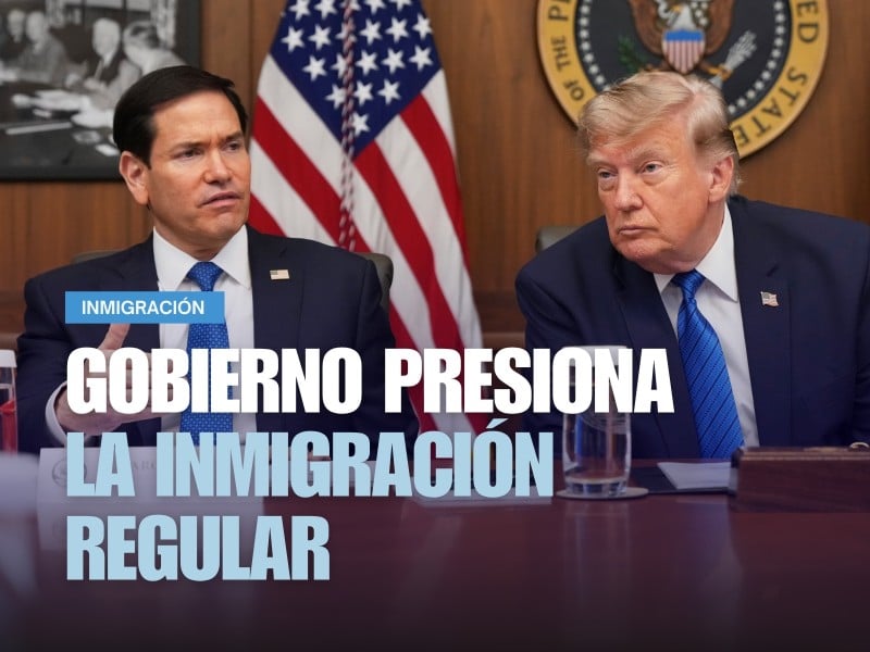 El secretario de Estado, Marco Rubio, habla mientras el presidente Donald Trump escucha